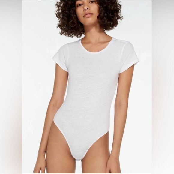 REDONE Optic White Slim Tee Women’s Bodysuit Size Medium - Picture 1 of 8
